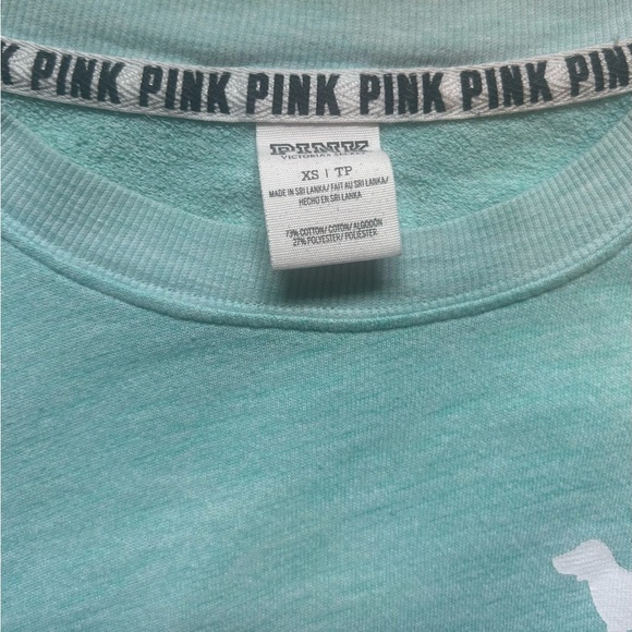 Victoria’s Secret PINK Teal Long Sleeve Crewneck Sweatshirt Women’s XS - Picture 3 of 3